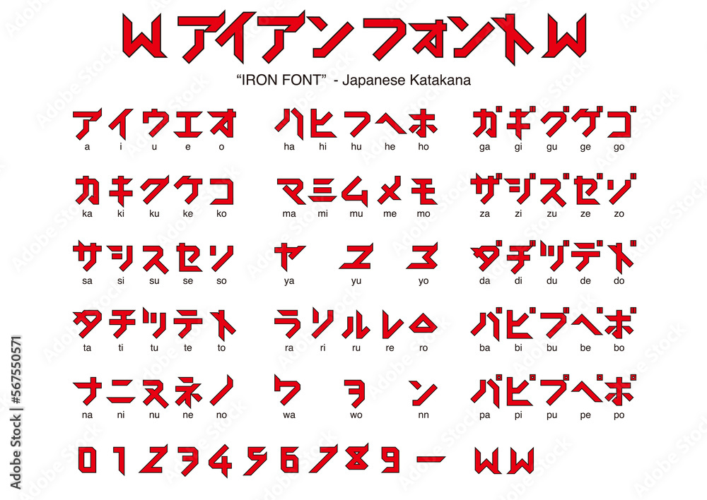 IRON FONT - Japanese alphabet katakana IRON FONT - Japanese alphabet katakana