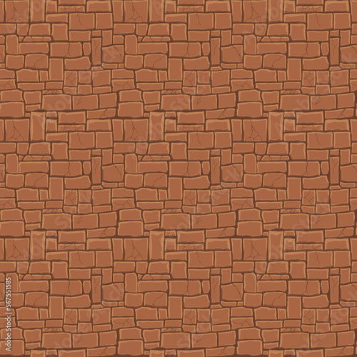 Cartoon game texture, rocks, dirt and ground surface seamless pattern. Game asset wall and environment background