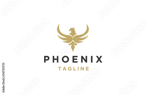 Phoenix logo icon design template flat vector