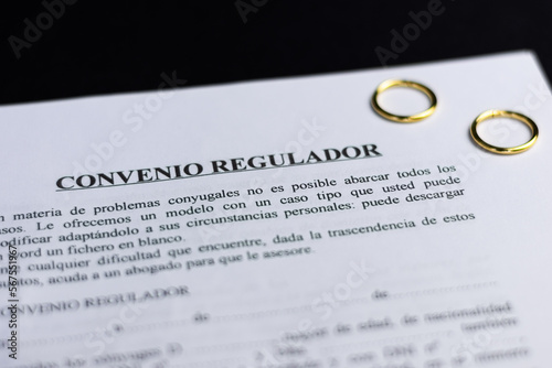 Couple goes through divorce signing papers. High quality photo