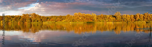 Panoramic river Danube landscape, nature background.