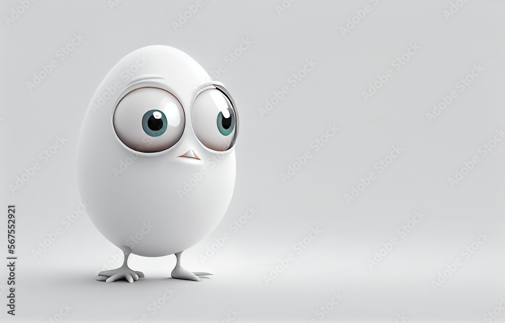 Cute egg character, 3D rendering Cute egg character, 3D rendering