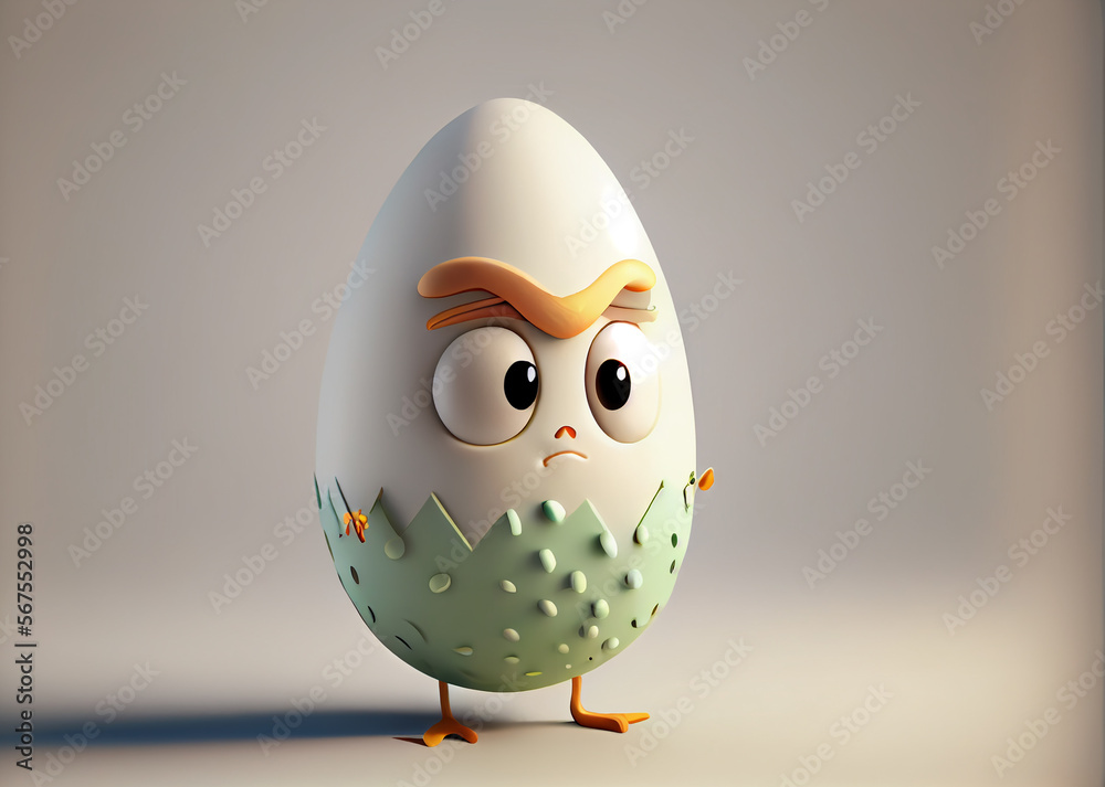 Fototapeta premium Cute egg character, 3D rendering