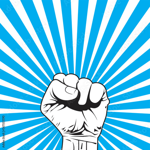Fist punching through the sky