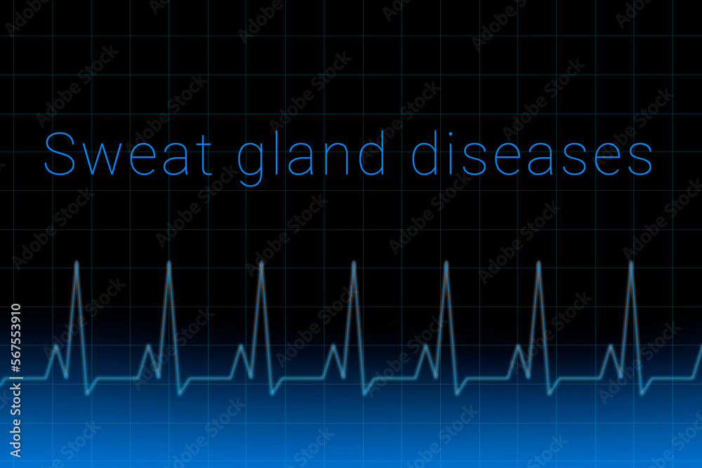 Sweat gland diseases disease. Sweat gland diseases logo on a dark background. Heartbeat line as a symbol of human disease. Concept Medication for disease Sweat gland diseases. Sweat gland diseases disease. Sweat gland diseases logo on a dark background. Heartbeat line as a symbol of human disease. Concept Medication for disease Sweat gland diseases.