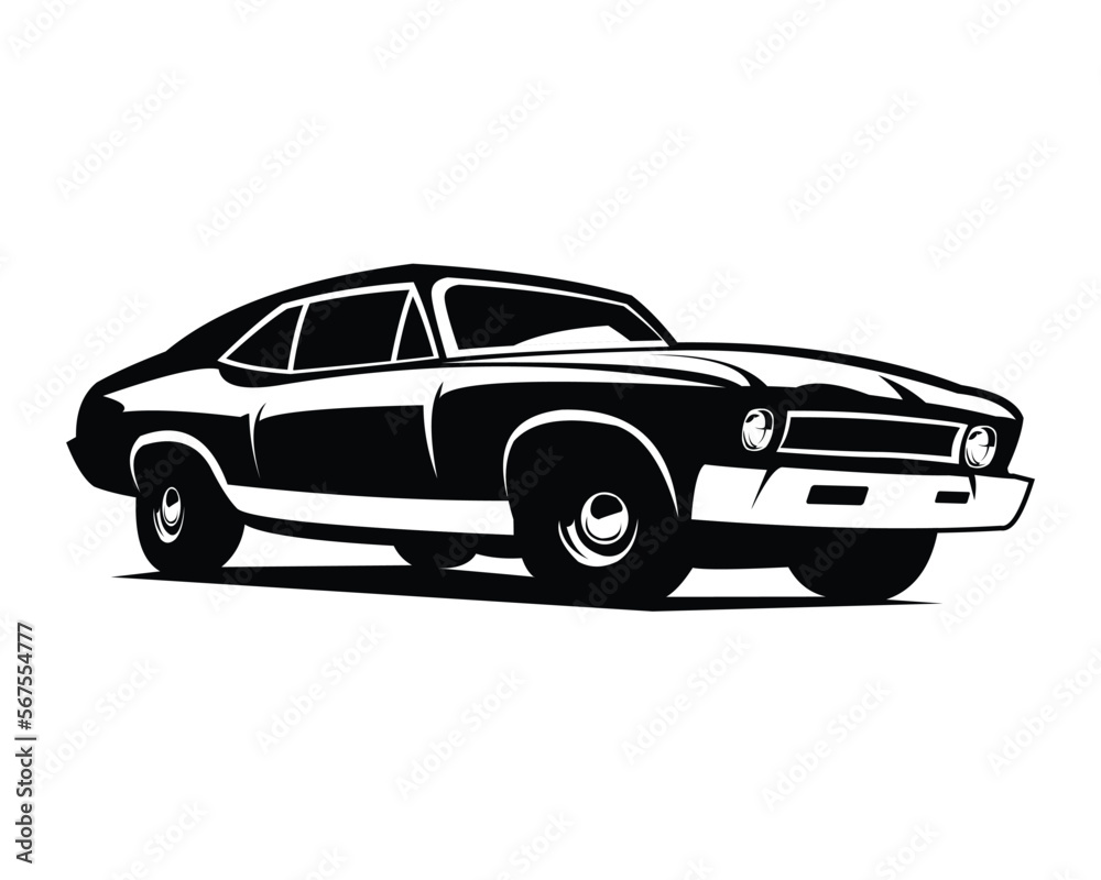 chevrolet muscle car silhouette vector design. isolated white background view from side. Best for logos, badges, emblems, icons, design stickers and for the vintage car industry. available in eps 10.