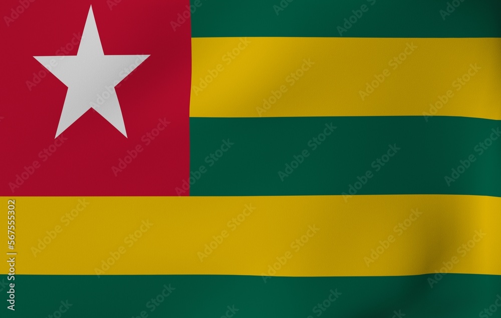 3D Render National Flag Flapping in Wind - Togo 3D Render National Flag Flapping in Wind - Togo