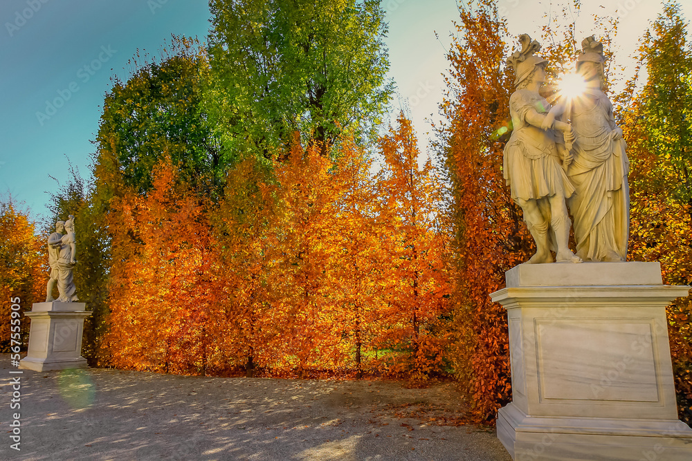 Autumn foliage colors in Vienna public park, Austria