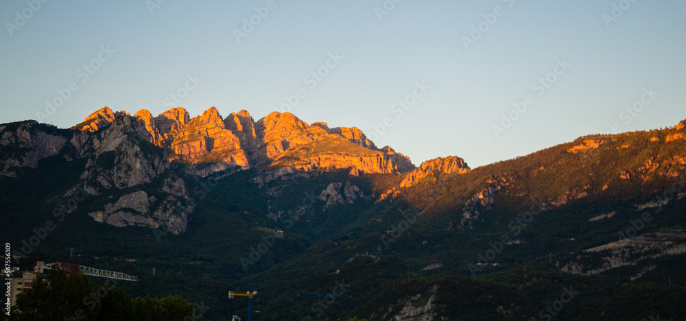 Mountain View of Lecco city in the southeastern shore of Lake Como, in northern Italy.