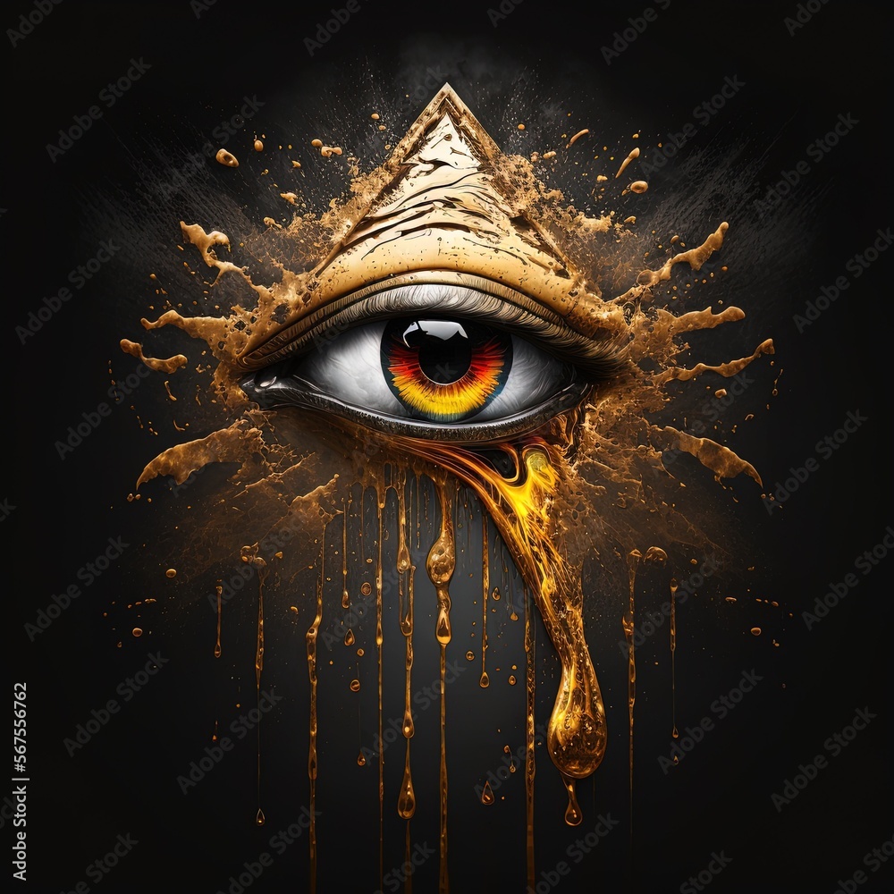 Generative AI the golden eye of horus with golden effect on black