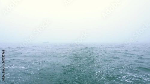 Wallpaper Mural Boundless famous Italian city Venetian Lagoon water of bright blue color with heavy waves after motorboat on foggy winter day Torontodigital.ca