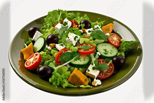 close up of a fresh vegetable salad. Generative AI