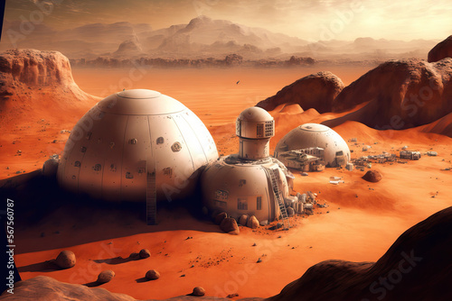 colony on Mars. mission to a foreign world. Existence on Mars. Generative AI