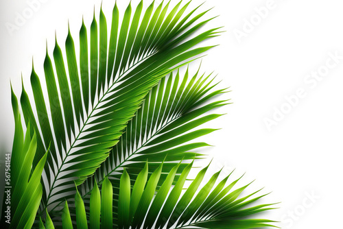 coconut leaf background for design elements  tropical leaf  summer background  isolated on white. Generative AI