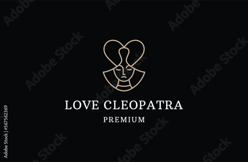 icon logo of cleopatra love with line art concept