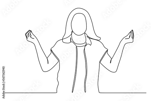 Continuous line drawing of woman calm relaxed with peaceful mind, yoga practice