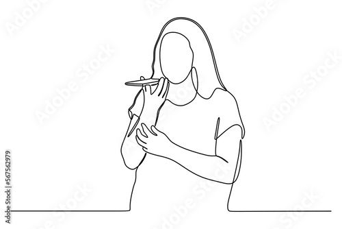 Continuous line drawing of woman talking to mobile phone