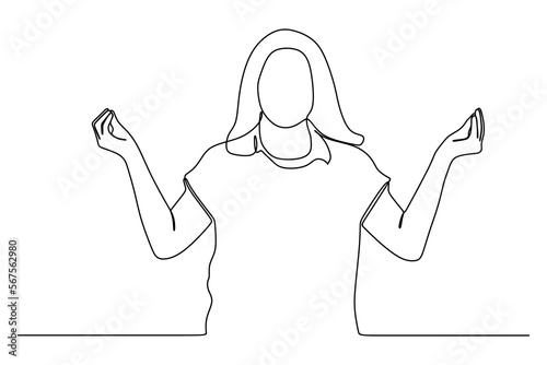 Continuous line drawing of woman calm relaxed with peaceful mind, yoga practice