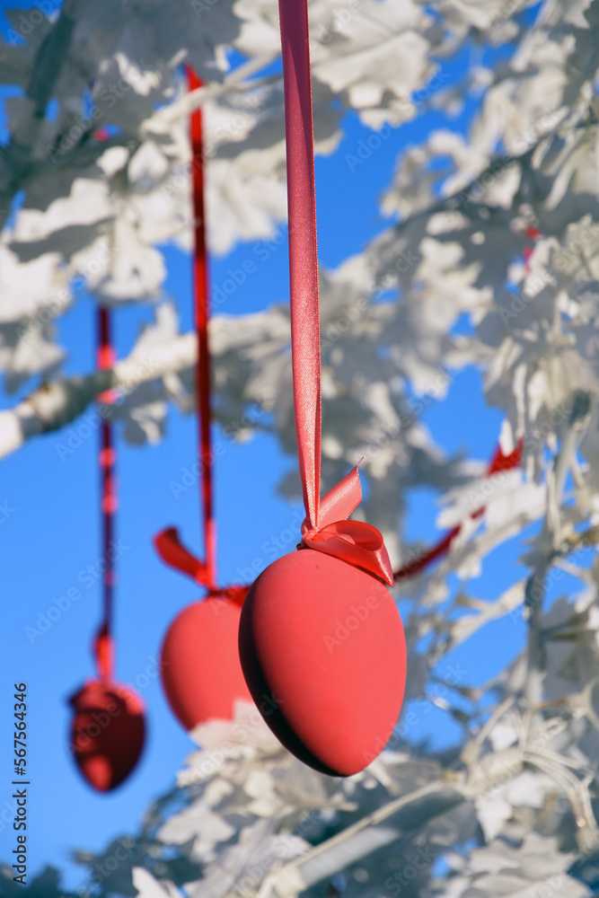 Red Easter eggs