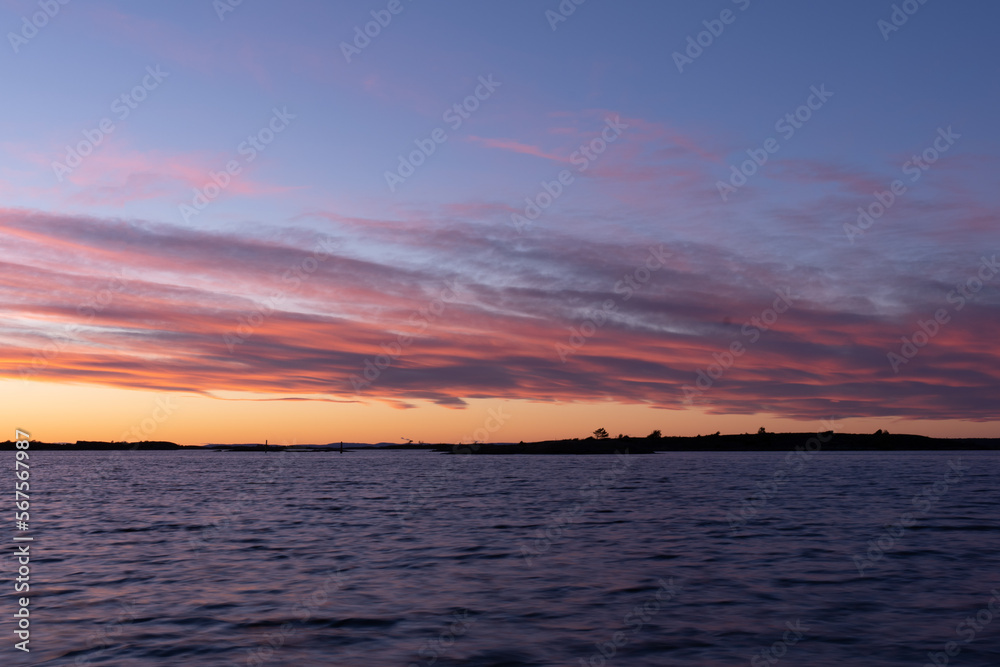 Fototapeta premium Sunset at Ytre Hvaler, a national park in Norway