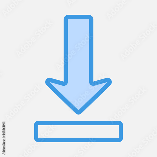 Down arrow icon vector illustration in blue style, use for website mobile app presentation