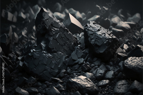 A pile of stones on top of a rocky terrain, Generative Ai