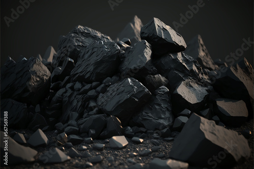 A pile of stones on top of a rocky terrain, Generative Ai