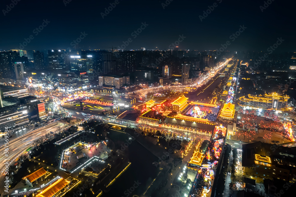 light show of Chinese new year in Xi'an, China