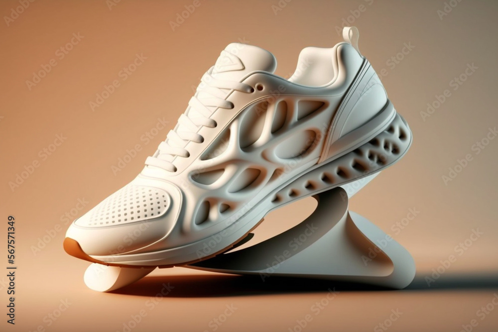 stylish 3d render of modern white shoes made by generative ai Stock  Illustration | Adobe Stock