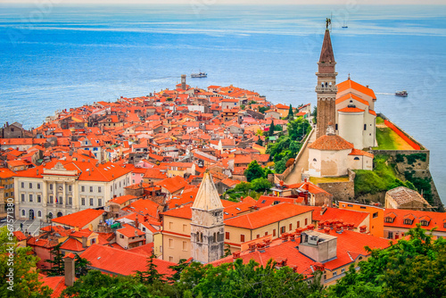 Wallpaper Mural Above Medieval Piran old town, Slovenia riviera Torontodigital.ca