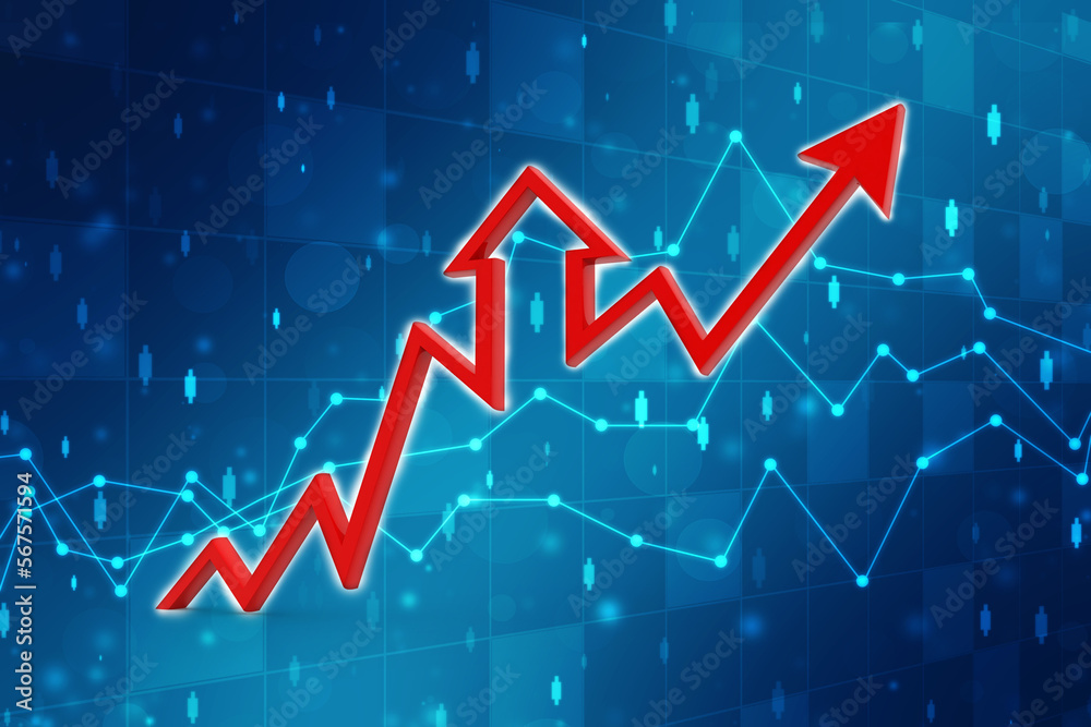 3d rendering business graph and documents. Stock market chart. Business graph background, Financial Background