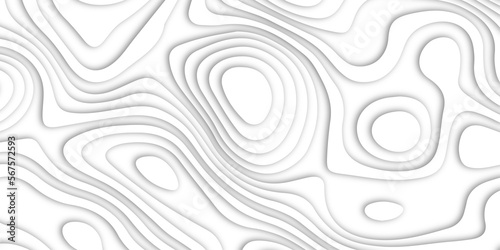 Abstract wavy white liens paper cut background with shadow. 