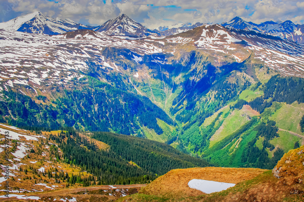 Tyrol Stubnerkogel alps above Bad Gastein and Hohe Tauern range, Austria