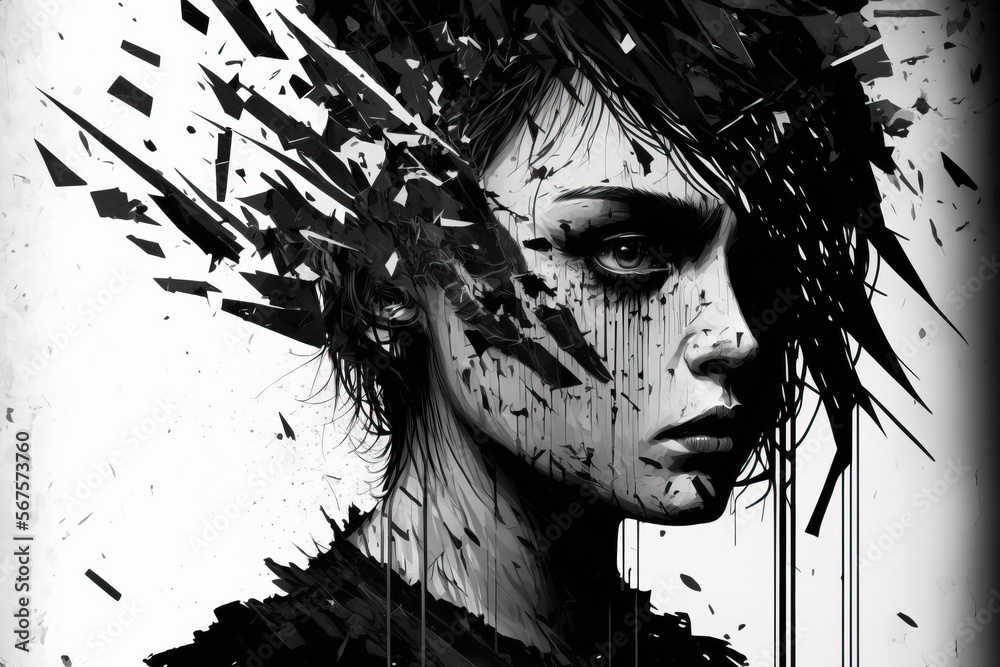 Depression and Anxiety Heavy Burden - AI Generated Abstract Art Stock ...