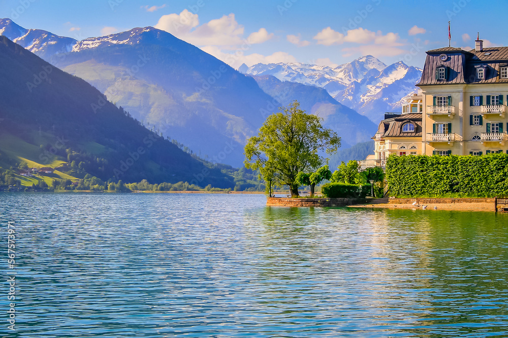Zell am See and blue lake idyllic landscape in Carinthia, Austria