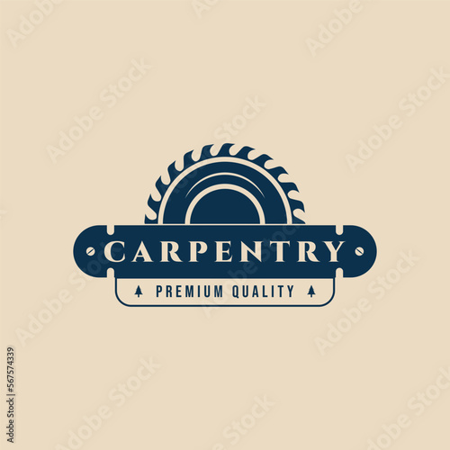 carpentry wood working vintage logo vector template illustration design