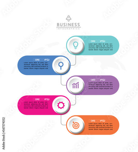 Connecting Steps business Infographic Template with 5 Elements