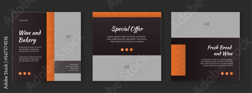 Bakery and wine social media design template 1