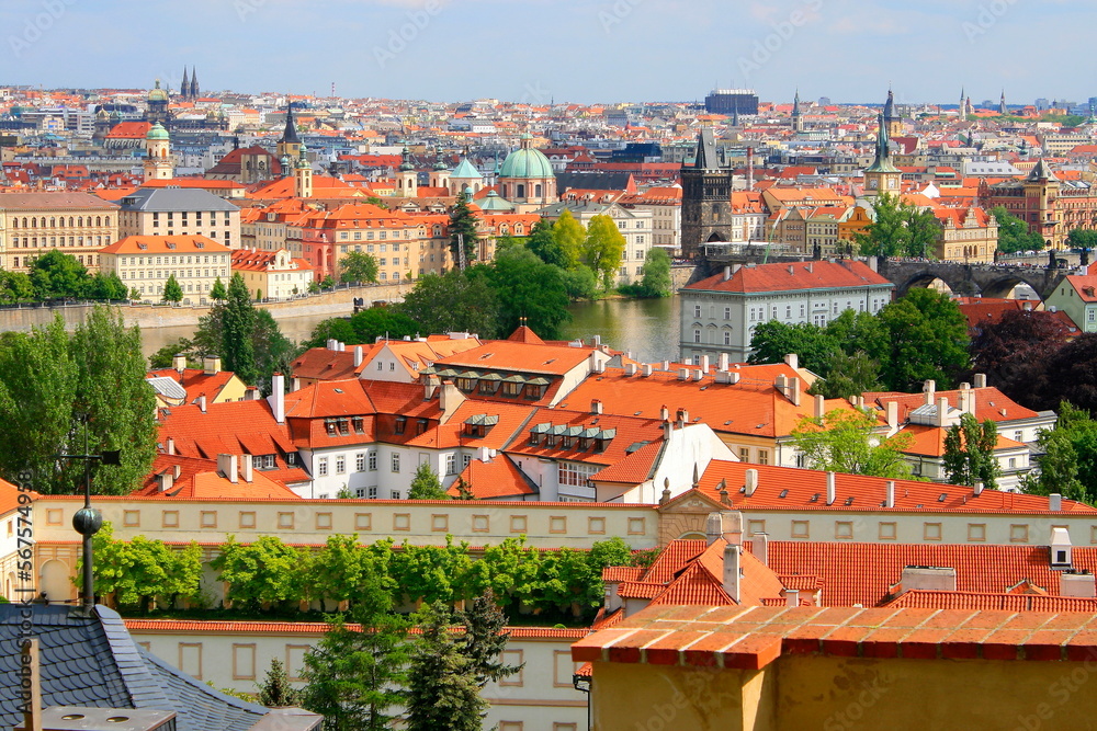 Prague medieval old town towers and domes, Czech Republic