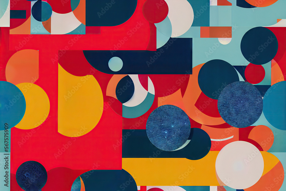 A Mid-Century Modern Design Collage Made up of Randomly Cut Shapes in ...