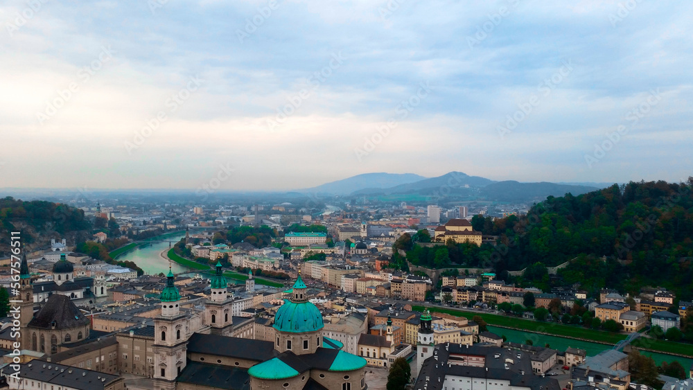 Panorama of the city in Germany. Salzburg