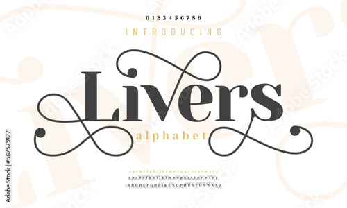 Livers swash luxury font. Elegant typeface for wedding, invitation, fashion
