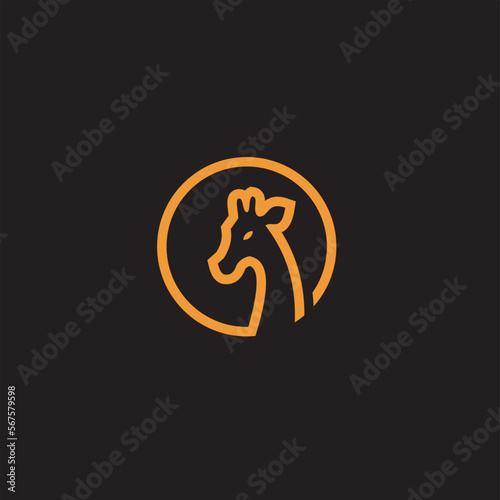 Giraffe Animal Geometric Logo, unique and simple.