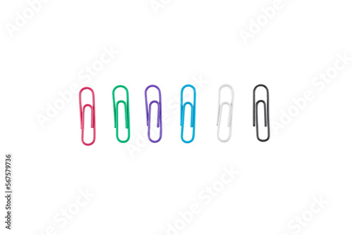colorful paper clips isolated on transparent background 