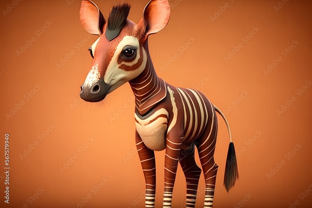 cute okapi character created using AI Generative Technology Stock ...