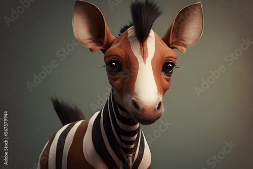 cute okapi character created using AI Generative Technology