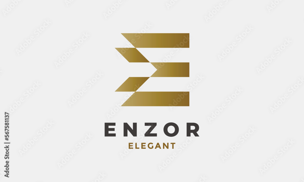 Logo initial E gold plated elegant design graphic style Logo initial E gold plated elegant design graphic style