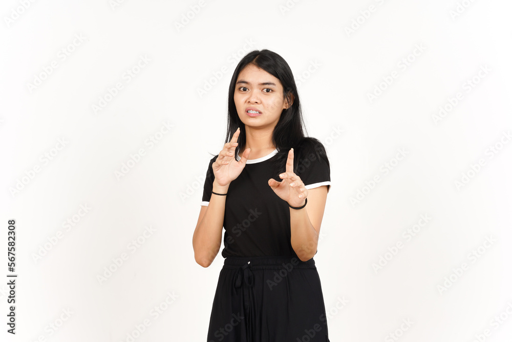 Stop Rejection hand Gesture Of Beautiful Asian Woman Isolated On White Background Stop Rejection hand Gesture Of Beautiful Asian Woman Isolated On White Background