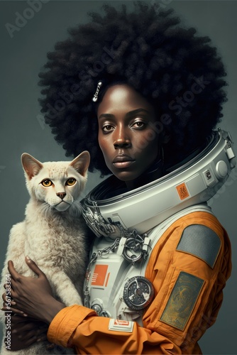 Afrofuturistoc Astronaut, Ai Generated Image of a Black Astronaut