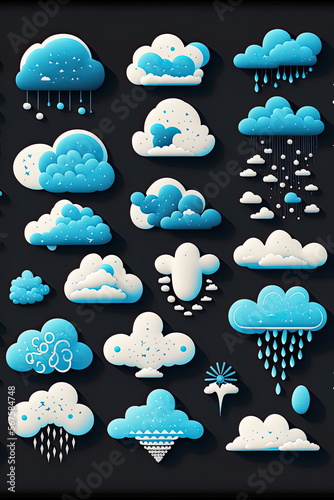 Collection set of cloud vector illustration, Made by AI,Artificial intelligence